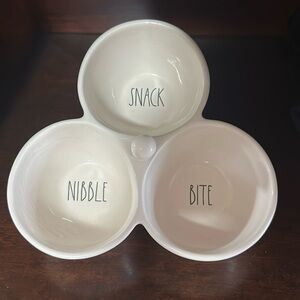 Rae Dunn 3 divided dish: nibble~ snack~ bite